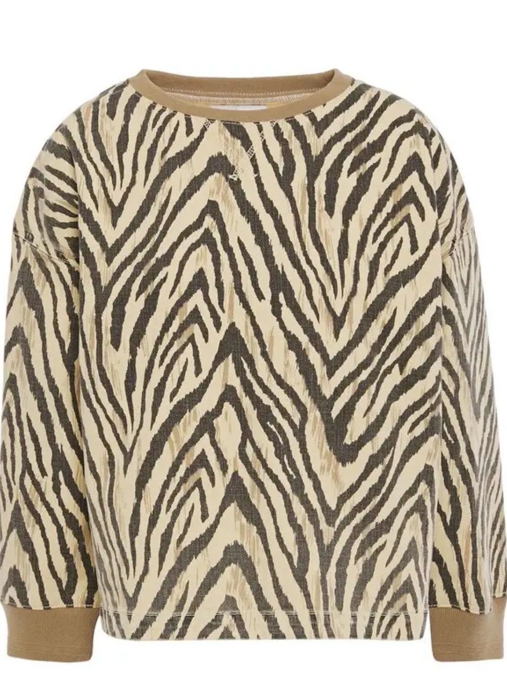 Current/Elliott Beige and Dark Brown Zebra-Print Sweatshirt